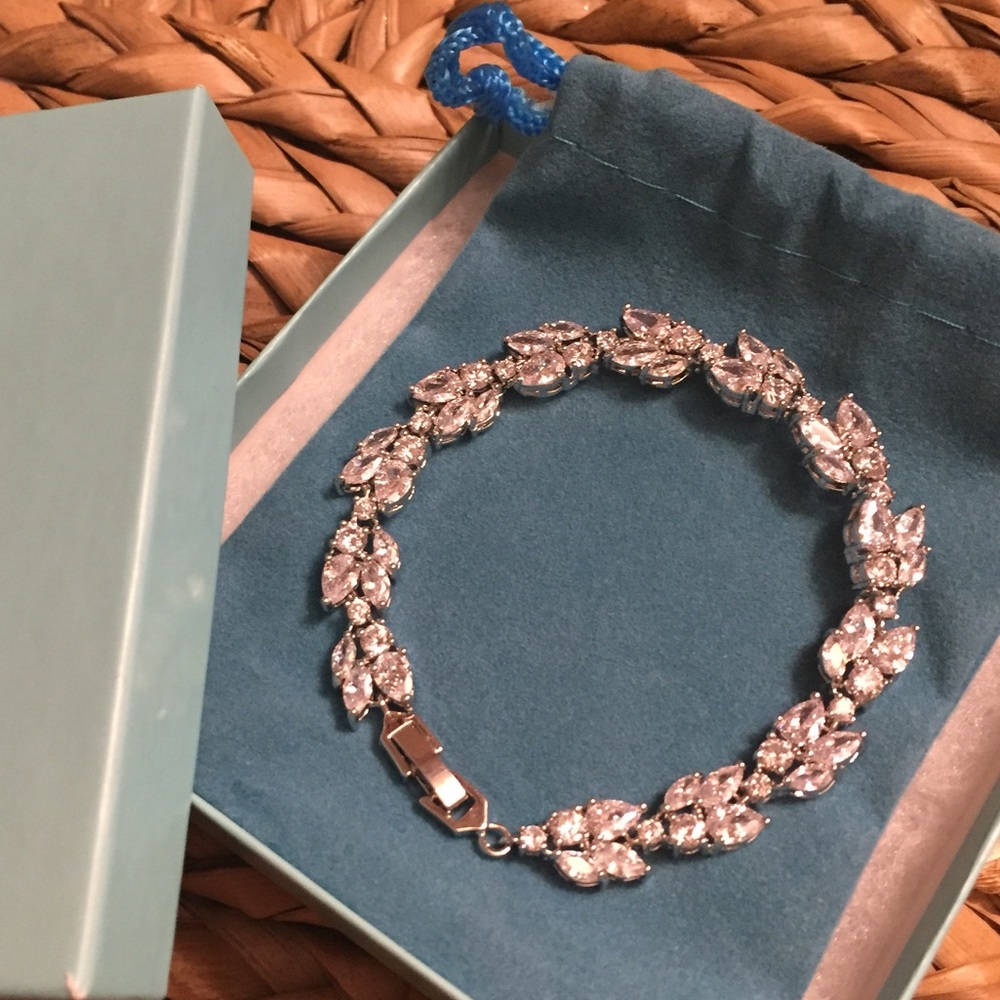 Bridal or Bridesmaid CZ Bracelet, silver plated